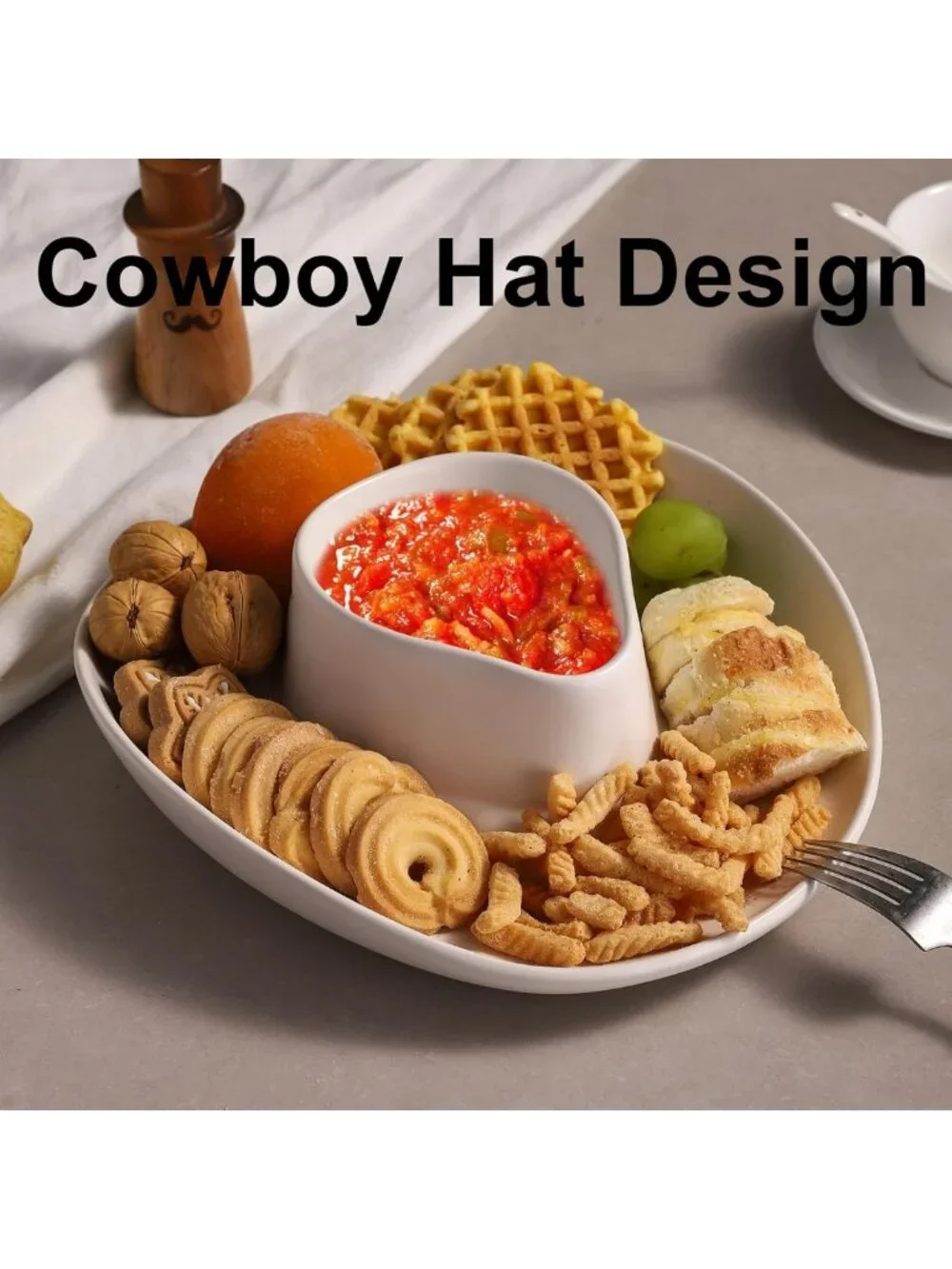 Cowboy Hat Chip and Dip Serving Bowl Set - Perfect for Salsa & Snacks, 10.6